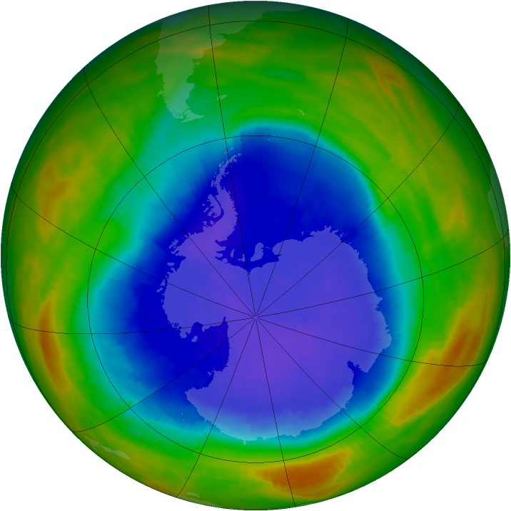 Antarctic ozone map for 23 September 1989